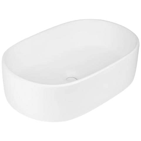 Lavabo Da Appoggio Ceramica Bianco Ovale Arredo Bagno Lavandino 56x35x14 Cm *** Finitura- : Opaco - Foto 1