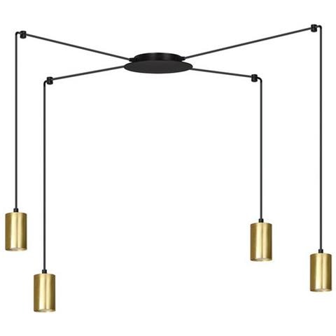 Lampada A Sospensione Traker - Nero, Oro - Acciaio Verniciato A Polvere - 300x300x14 Cm - Foto 1