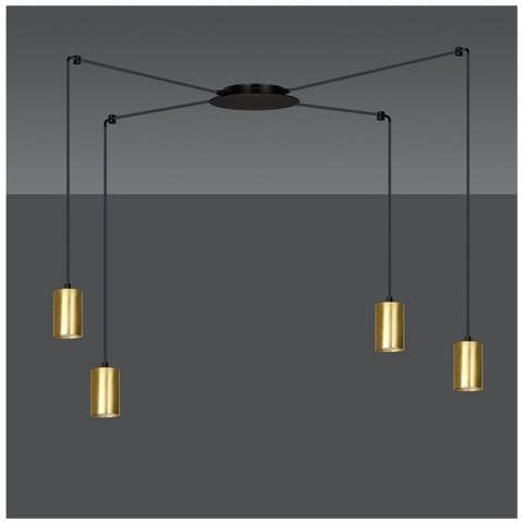 Lampada A Sospensione Traker - Nero, Oro - Acciaio Verniciato A Polvere - 300x300x14 Cm - Foto 2