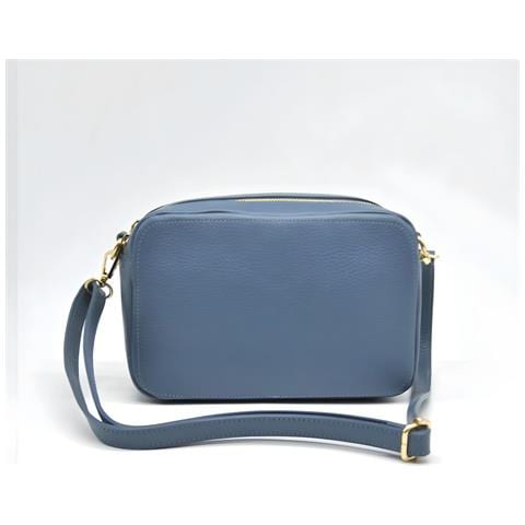 Borsa A Tracolla Roma - Blu - Pelle Di Vitello Dollaro - 24x9x15 Cm - Foto 1