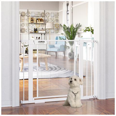 Cancellino Per Cani Estensibile A Pressione Con Chiusura Automatica Per Spazi Da 75-103cm, Bianco - Foto 6