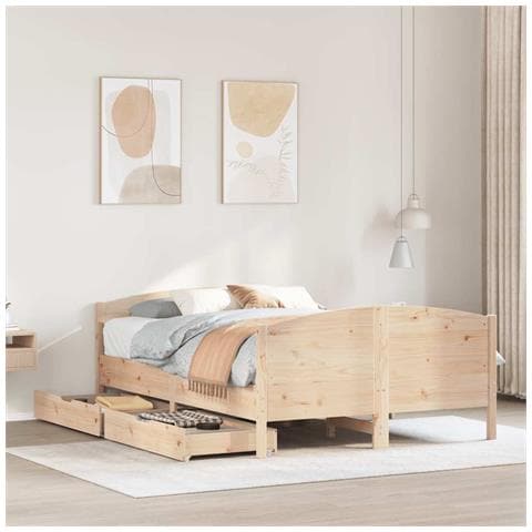 Letto senza Materasso 140x200 cm in Legno Massello di Pino - Foto 10
