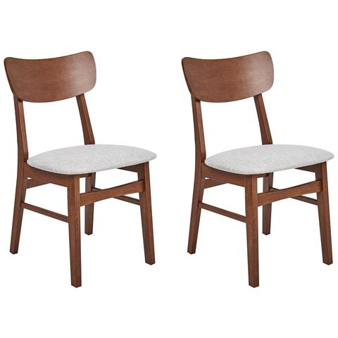 Set Di 2 Sedie Da Pranzo Anoka Legno Di Caucciù Grigio Chiaro - Foto 2