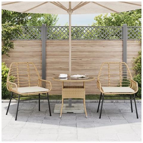 Sedie da Giardino 2pz con Cuscini Marrone in Polyrattan - Foto 2