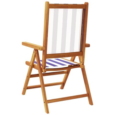 Sedie da Giardino Reclinabili 4 pz Blu e Bianco Tessuto e Legno - Foto 2