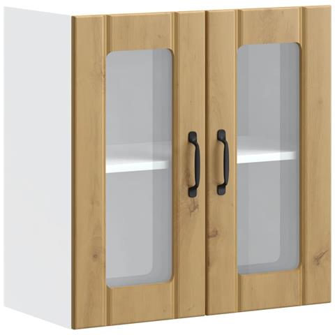 Pensile Da Cucina Con Porta In Vetro Lucca Rovere Artigianale - Foto 2