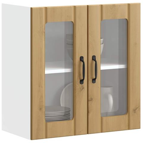 Pensile Da Cucina Con Porta In Vetro Lucca Rovere Artigianale - Foto 1