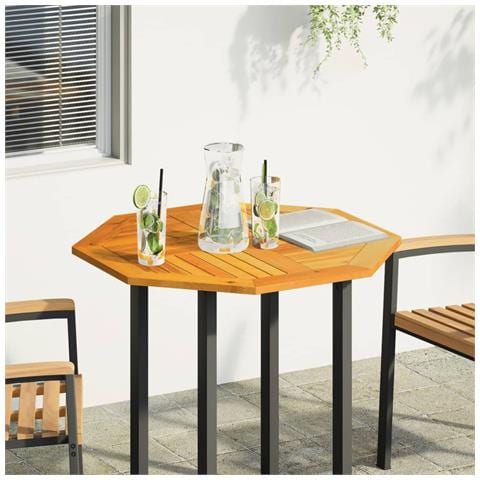 Piano Per Tavolo 80x80x2,2 Cm Ottagonale Legno Massello Acacia - Foto 2