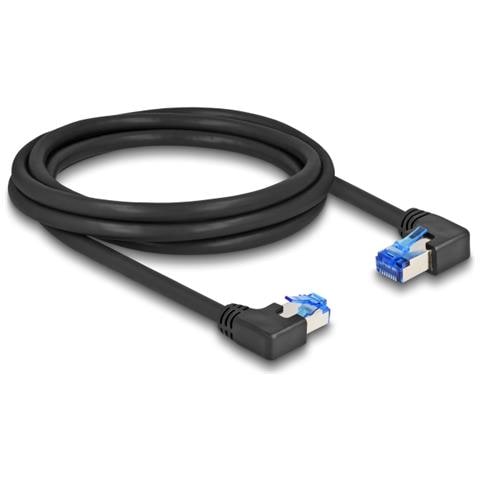 Cavo di rete RJ45 Cat. 6A S /FTP angolato destro /sinistro 2 m nero - Foto 1