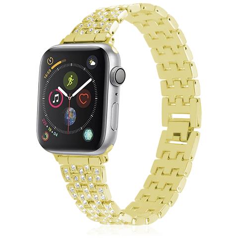 Dam  Cinturino In Metallo Con Strass Compatibile Apple Watch 42/44/45/49mm 19x1x0,3 Cm. Colore: Oro - Foto 1