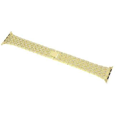 Dam  Cinturino In Metallo Con Strass Compatibile Apple Watch 42/44/45/49mm 19x1x0,3 Cm. Colore: Oro - Foto 2