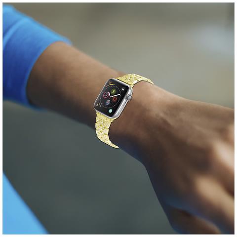 Dam  Cinturino In Metallo Con Strass Compatibile Apple Watch 42/44/45/49mm 19x1x0,3 Cm. Colore: Oro - Foto 4