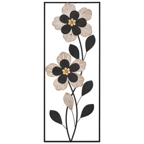 Decorazione In Metallo 3d Fiori 50 - Nero - Metallo - 27x2,5x70 Cm - Foto 1