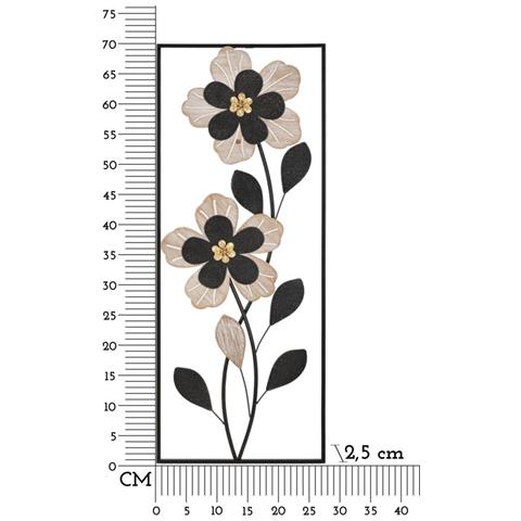 Decorazione In Metallo 3d Fiori 50 - Nero - Metallo - 27x2,5x70 Cm - Foto 6