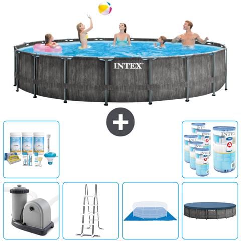 Piscina Fuori Terra - In Giro - 549x549x122 Cm - Grigio - Include Accessori Coordinati Cb41 - Foto 1