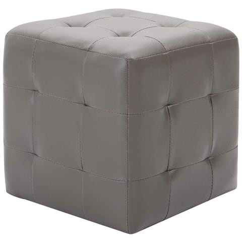 Pouf 2 Pz Grigio 30x30x30 Cm In Similpelle - Foto 1
