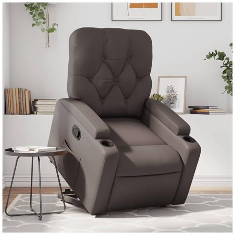 Poltrona Alzapersona Reclinabile Marrone in Similpelle - Foto 2