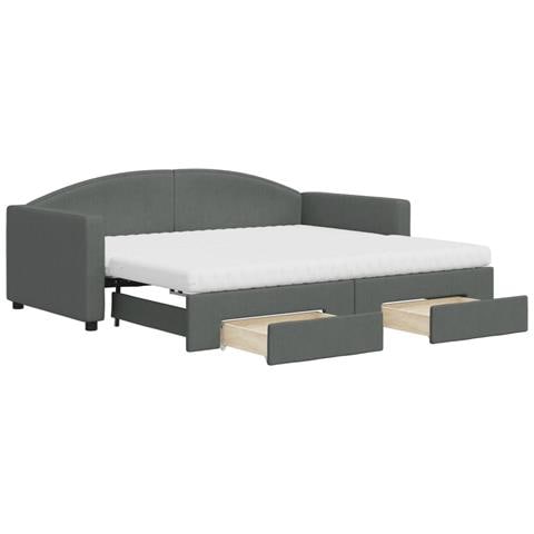 Divano Letto Estraibile Cassetti Grigio Scuro 90x190cm Tessuto - Foto 1