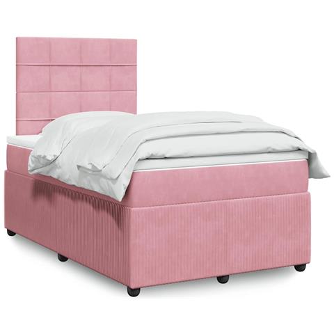 Giroletto a Molle con Materasso Rosa 120x190 cm in Velluto - Foto 2