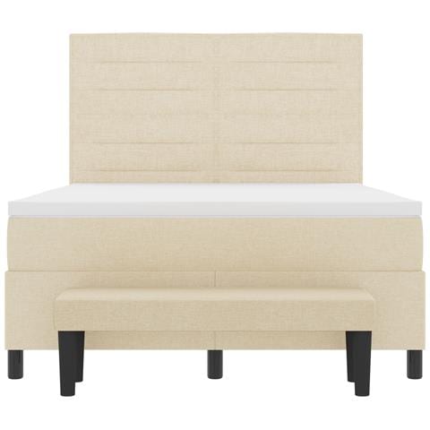 Letto a Molle con Materasso e Panchina Crema 140x200 cm Tessuto - Foto 9