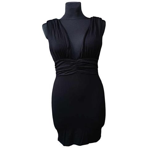 Abito Al Ginocchio Elegante Con Scollo Profondo Nero 38 - Foto 1