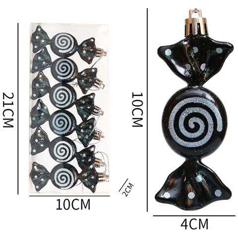 Mini Ornamenti Natalizi A Forma Di Caramella - Set Da 6, Decorazioni Festive Da Appendere All'albero Black - Foto 2
