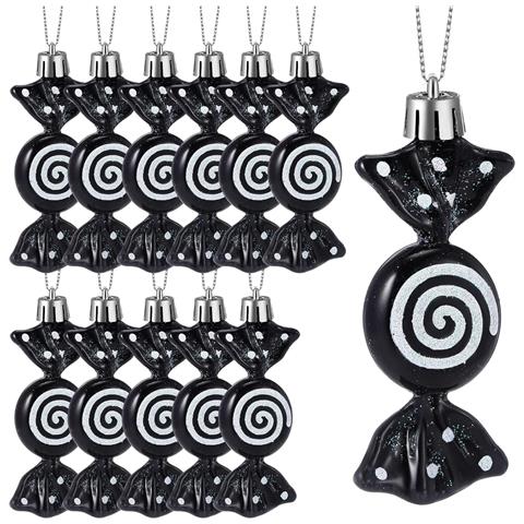 Mini Ornamenti Natalizi A Forma Di Caramella - Set Da 6, Decorazioni Festive Da Appendere All'albero Black - Foto 1