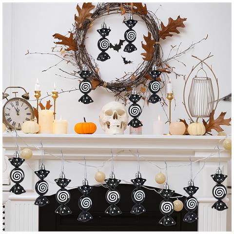 Mini Ornamenti Natalizi A Forma Di Caramella - Set Da 6, Decorazioni Festive Da Appendere All'albero Black - Foto 7