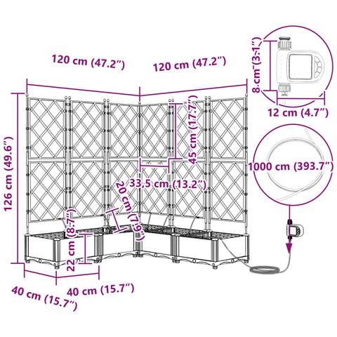 Vasi da giardino Grigio 120 x 120 x 126 cm Acciaio - Foto 8