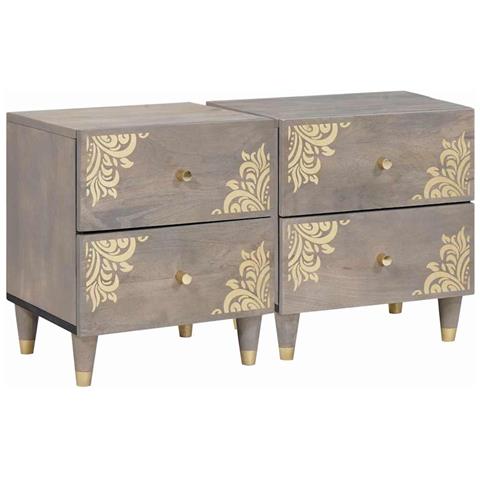 Armadio da Notte con cassetto 2 pcs Grigio 40 x 33 x 46 cm - Foto 1