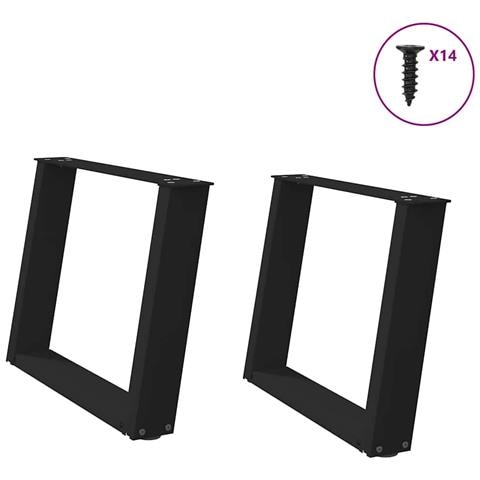 Gambe per Tavolino da Caffè a Forma di U 2 pz Nere 60x(42-43) cm Acciaio - Foto 1