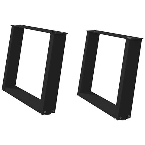 Gambe per Tavolino da Caffè a Forma di U 2 pz Nere 60x(42-43) cm Acciaio - Foto 2