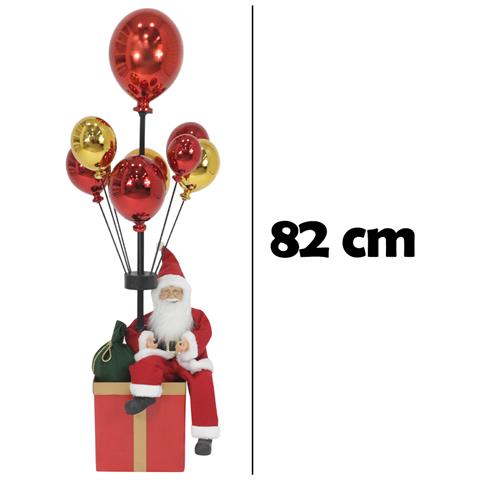 Babbo Natale Con Palloncini Rosso E Oro Decorazione Addobbo Natalizio 82 Cm - Foto 2