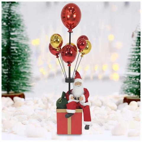 Babbo Natale Con Palloncini Rosso E Oro Decorazione Addobbo Natalizio 82 Cm - Foto 1