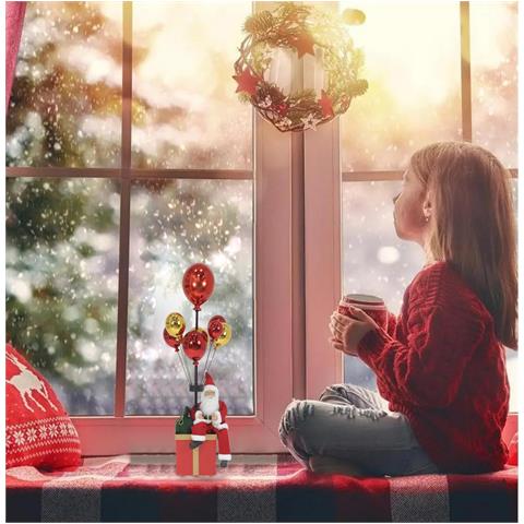 Babbo Natale Con Palloncini Rosso E Oro Decorazione Addobbo Natalizio 82 Cm - Foto 4