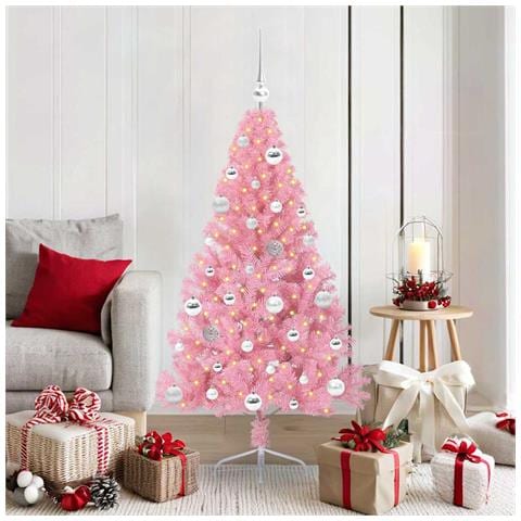 Albero di Natale artificiale con luci integrate Rosa 150 cm PVC - Foto 2