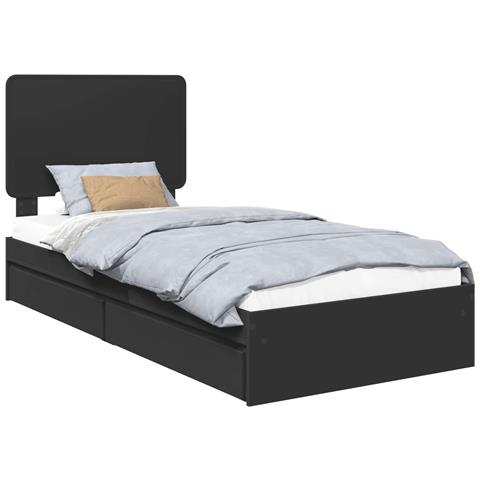 Letto con Contenitore Nero 100 x 200 cm Legno multistrato - Foto 1