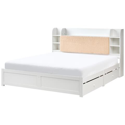 Letto Con Cassetti Contenitori Bizou 180 X 200 Cm Bianco - Foto 2