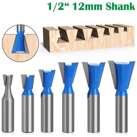 Set Di 6 Punte Per Frese A Coda Di Rondine Con Gambo Da 1/4 Di Pollice - Fresa Per Legno In Carburo Di Tungsteno - Foto 1
