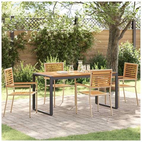 Set da Pranzo per Giardino 5 pcs Beige e Marrone polyrattan - Foto 2