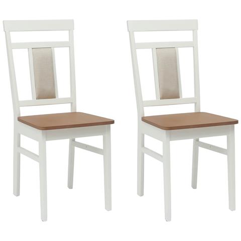 Sedia da pranzo 2 pcs Bianco e Naturale Legno di gomma solido - Foto 1