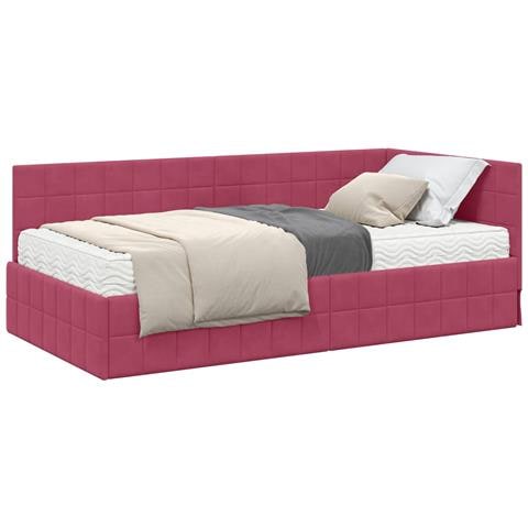 Struttura Letto Angolare con Materasso 2 pcs Verde Velluto - Foto 1