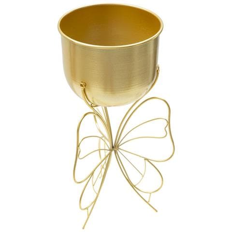 Porta-vaso Farfy In Ferro Dorato Con Base A Farfalla — H 45 Cm - Foto 2