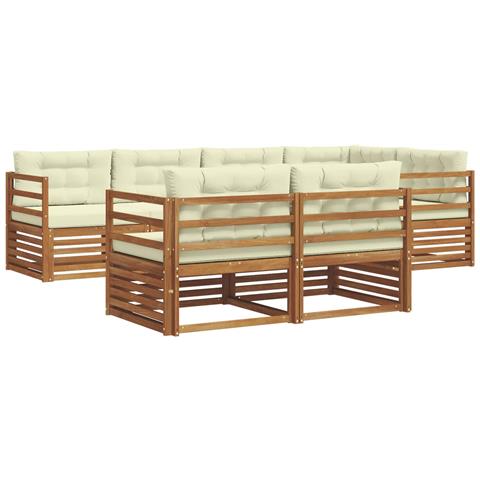 Set di divani da esterno con cuscino 7 pcs Naturale e Crema - Foto 1