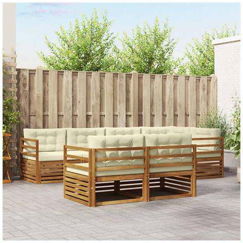 Set di divani da esterno con cuscino 7 pcs Naturale e Crema - Foto 2