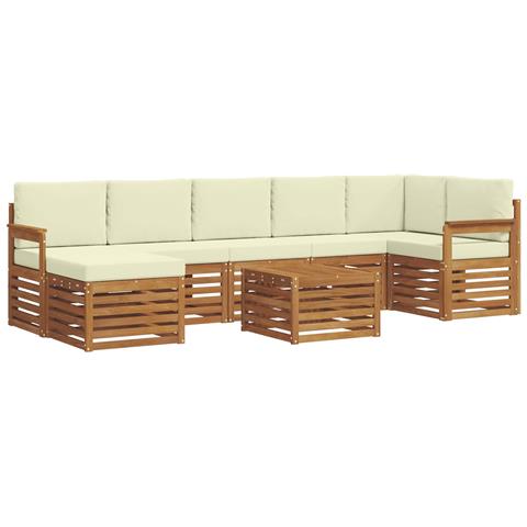 Set divani 8 pcs Naturale e Crema Legno di Acacia Massello - Foto 1