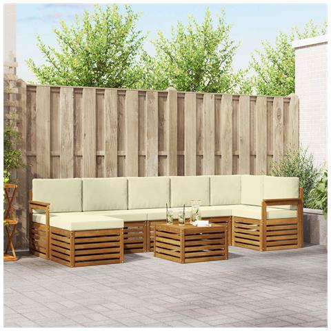 Set divani 8 pcs Naturale e Crema Legno di Acacia Massello - Foto 2