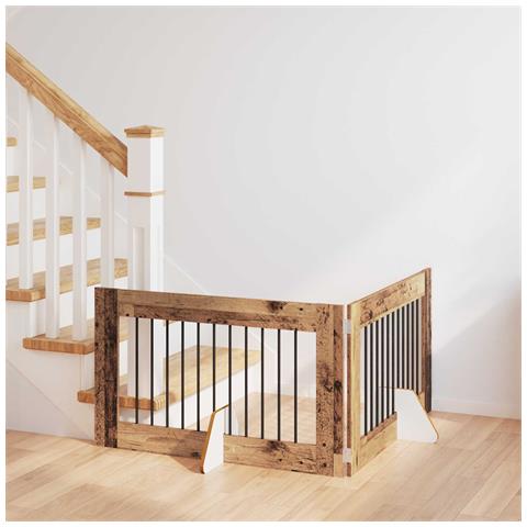 Cancello per cani con supporti 2 pcs Legno antico 100 x 60 cm - Foto 2
