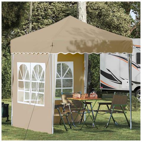 Tenda per feste a pop-up 195 x 195 x 245 cm Crema - Foto 2