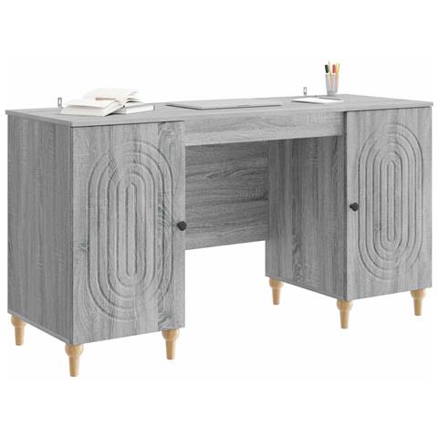 Scrivania Grigio Sonoma 142,5 x 50 x 75 cm Legno ingegnerizzato - Foto 2